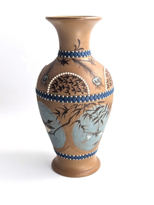 ANTIQUE DOULTON LAMBETH FLORENCE BARLOW VASE C 1882 - ADDITIONAL PHOTO 1