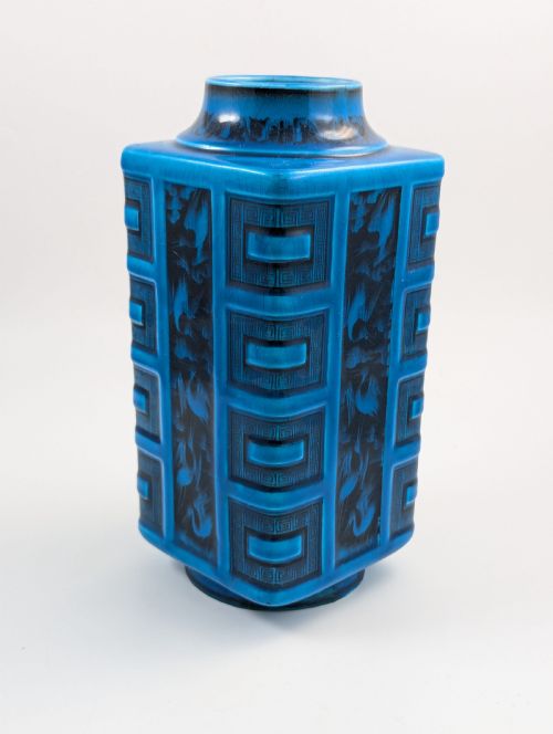 fig 1. Christopher Dresser for Minton Turquoise-Glazed Square Vase, c. 1880