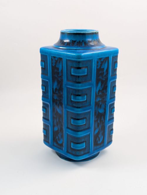 fig 3. Christopher Dresser for Minton Turquoise-Glazed Square Vase, c. 1880