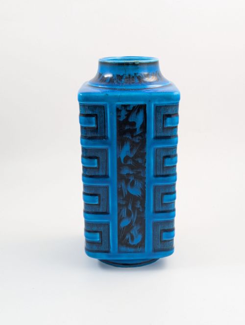 fig 4. Christopher Dresser for Minton Turquoise-Glazed Square Vase, c. 1880