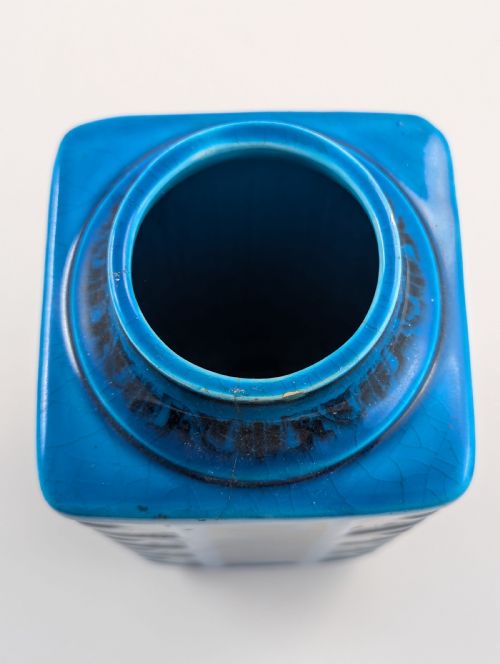 fig 6. Christopher Dresser for Minton Turquoise-Glazed Square Vase, c. 1880