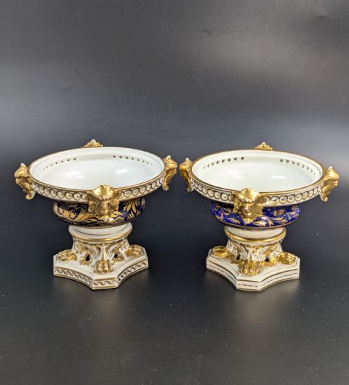 fig 2. Antique Pair of Bloor Derby Duesbury Porcelain Pot Pourri, c. 1820