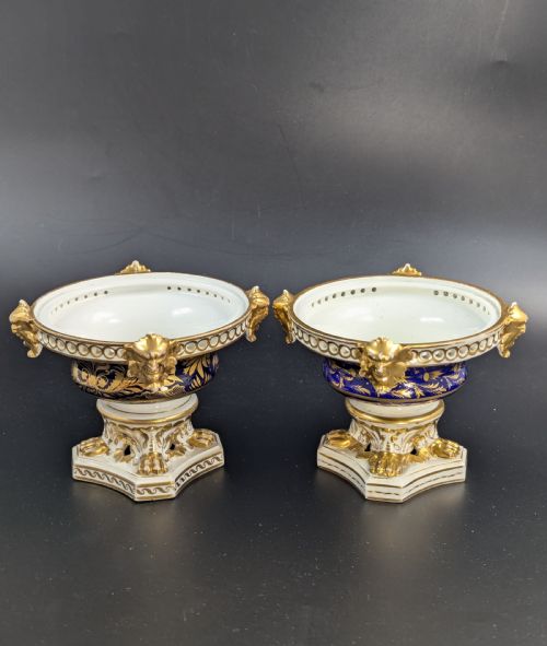 fig 3. Antique Pair of Bloor Derby Duesbury Porcelain Pot Pourri, c. 1820
