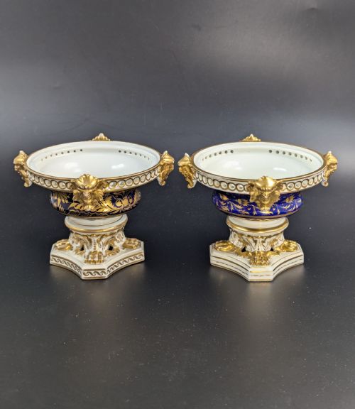 fig 4. Antique Pair of Bloor Derby Duesbury Porcelain Pot Pourri, c. 1820