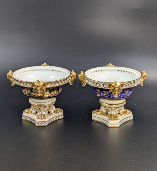 fig 6. Antique Pair of Bloor Derby Duesbury Porcelain Pot Pourri, c. 1820