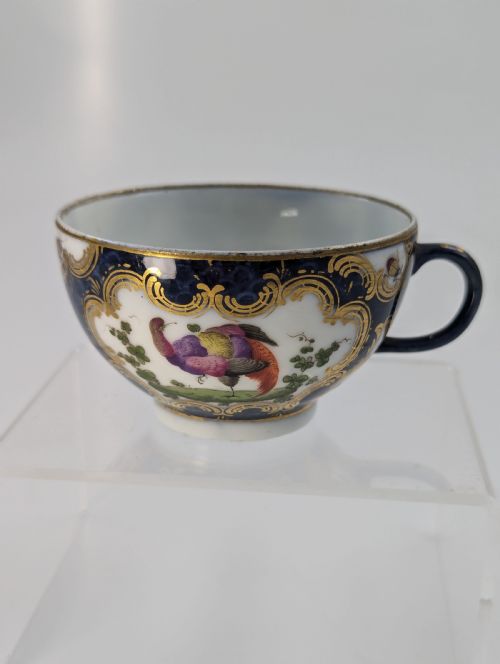 A Rare 18th Century Worcester Tea Cup with Hand-painted Exotic Birds - C.1760