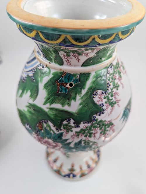 ANTIQUE PORCELAIN KYOTO SATSUMA VASE WITH HANDLES JAPAN C 19TH - ADDITIONAL PHOTO 9