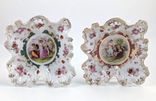 Antique Porcelain Plates from Plaue Schierholz, Germany, C. 1875. Two Plate