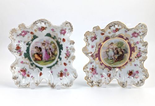fig 1. Antique Porcelain Plates from Plaue Schierholz, Germany, c. 1875. Two plate