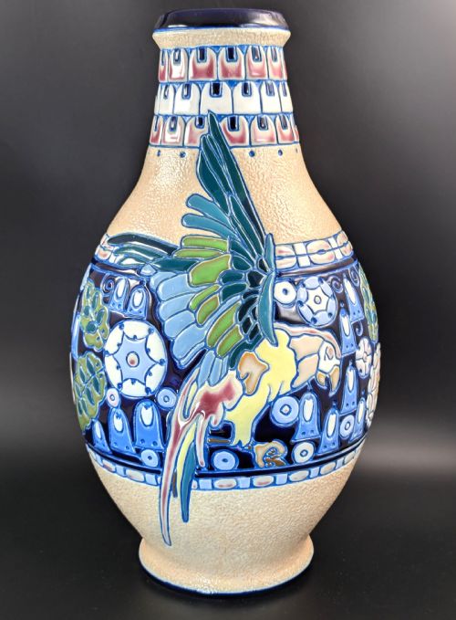 Art Nouveau Majolica Vase by Amphora, Czechoslovakia, Circa 1920