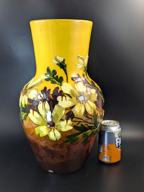 BURMANTOFTS FAIENCE POTTERY VASE C 1890 LARGE AND RARE - ADDITIONAL PHOTO 6