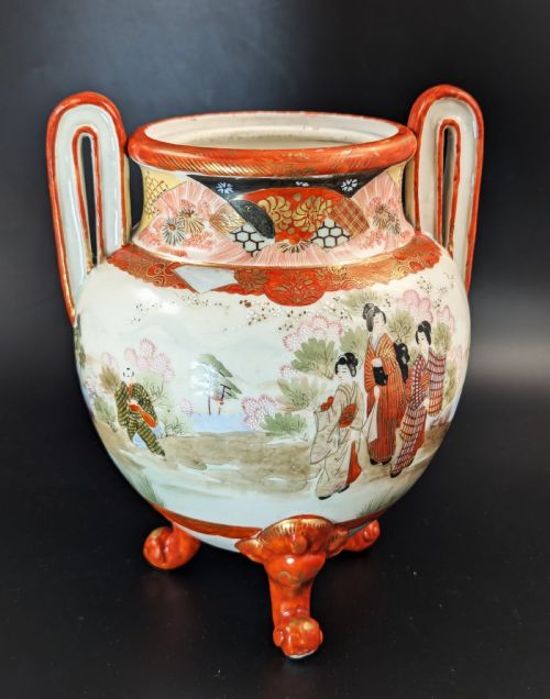 fig 1. Antique Two Handled Footed Jar by Watano, Kutani, Meiji period (1868 -1912)