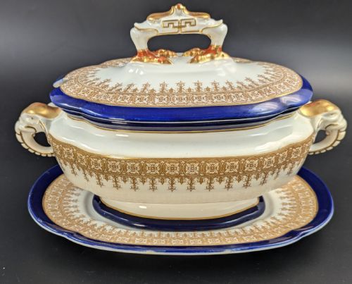 Antique Royal Worcester Vitreous Gravy Boat, with Underplate, C. 1899.