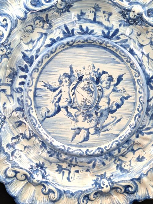 fig 2. Antique Italian Cantagalli Plate, Decorated with Putti, 19th Century – Large