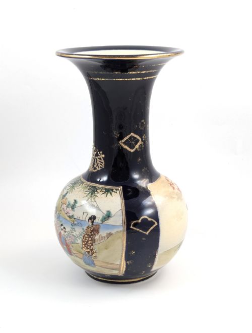 fig 1. Antique Hand Painted Vase by Satsuma, Japan, Meiji period