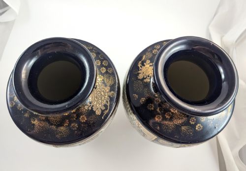 ANTIQUE HANDPAINTED PAIR OF SATSUMA VASES JAPAN MEIJI PERIOD - ADDITIONAL PHOTO 5