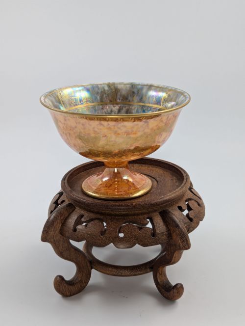 fig 1. Daisy Makeig-Jones Mottled Orange Lustre Footed Bowl, Wedgwood, c. 1915