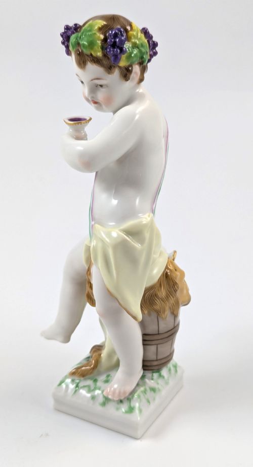 fig 1. Antique Porcelain Figurine of Bacchus Putto, KPM, Germany, ?. 1850