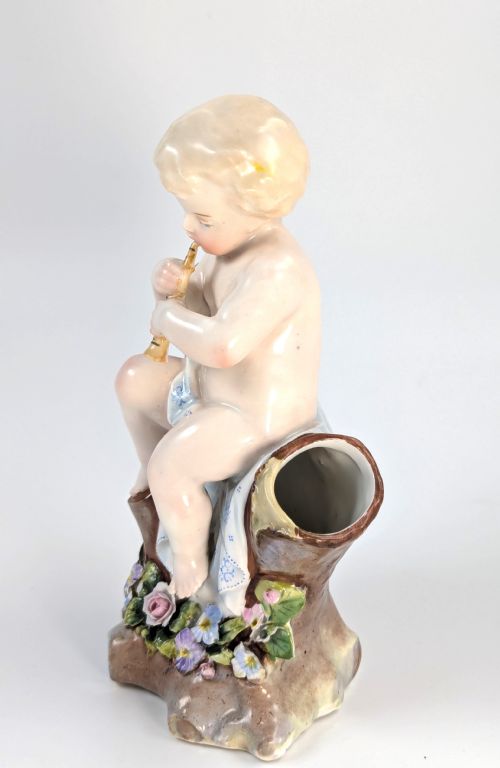 Antique Porcelain Cherub Figurine/vase, Richard Eckert, Dresden, 1909