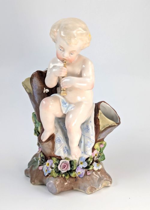 fig 1. Antique Porcelain Cherub Figurine/Vase, Richard Eckert, Dresden, 1909