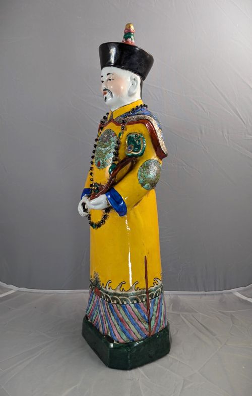 fig 1. Antique Large Chinese Earthenware Figurine of Emperor, Qing Dynasty