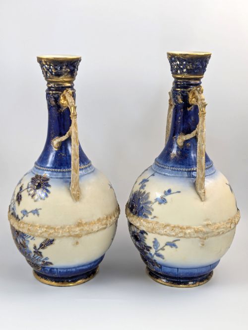 fig 1. Antique Porcelain Hand Painted Vases by Ernst Wahliss , c.1910.
