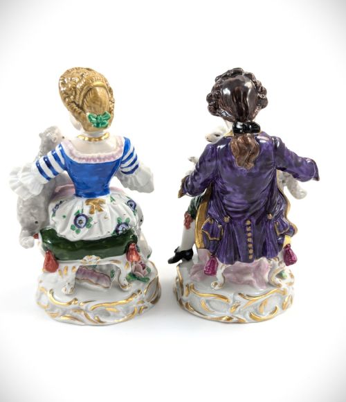 fig 2. Antique Pair of Porcelain Figurines by Sitzendorf Factory, Germany, c. 1918