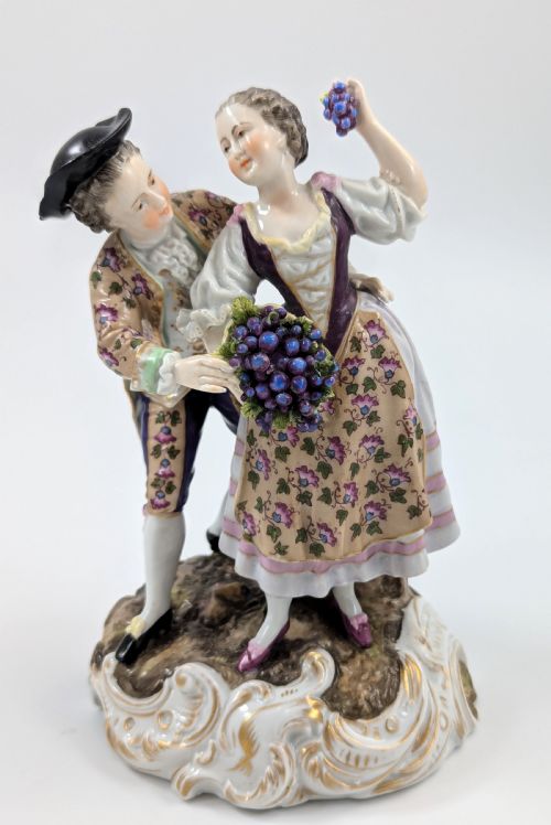 fig 5. Antique Porcelain Figurine Couple, Triebner, Ens & Eckert, Volkstedt, c. 1877-1894.