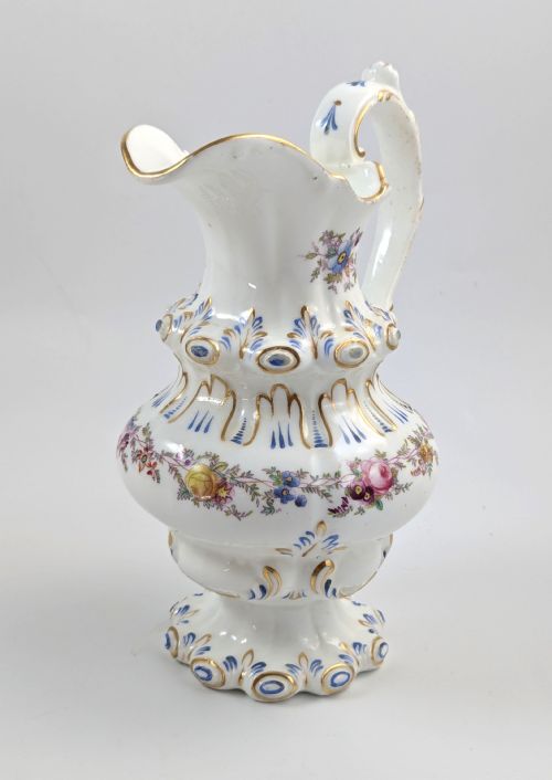 fig 4. Antique Porcelain Gilt Floral Jug, Dresden style, Germany, c. middle of 19th century.