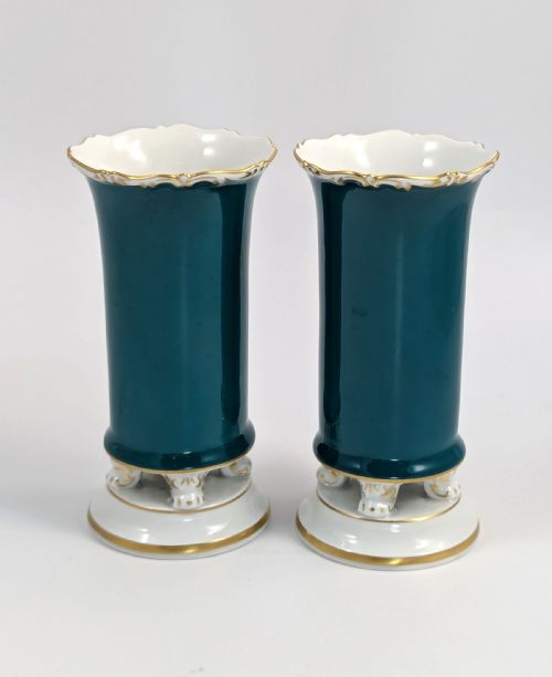 fig 2. Antique Meissen Porcelain Spill Vases, 19th .