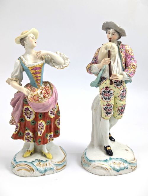 antique chelsea porcelain figurines c 1760 - CATEGORY: ANTIQUE CERAMICS - DATED 18TH CENTURY