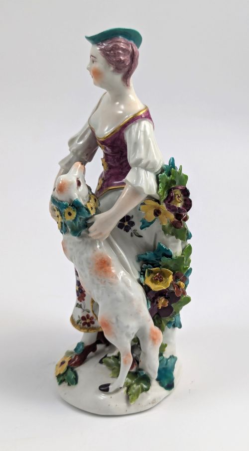 fig 1. Derby, Porcelain Figurine of Shepherdess, c. 1760