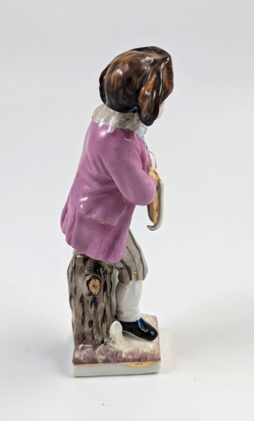 SITZENDORF PORCELAIN ANTIQUE FIGURINE SKATER HANDPAINTED GERMANY C 1880S - ADDITIONAL PHOTO 4