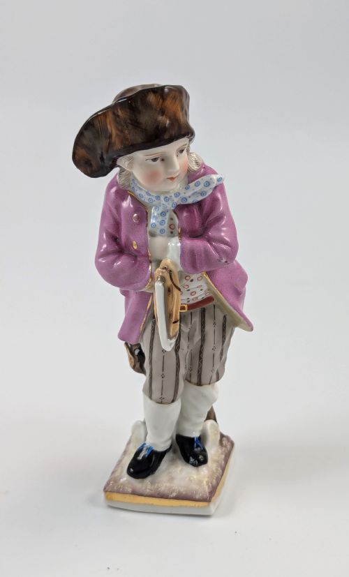 SITZENDORF PORCELAIN ANTIQUE FIGURINE SKATER HANDPAINTED GERMANY C 1880S - ADDITIONAL PHOTO 6