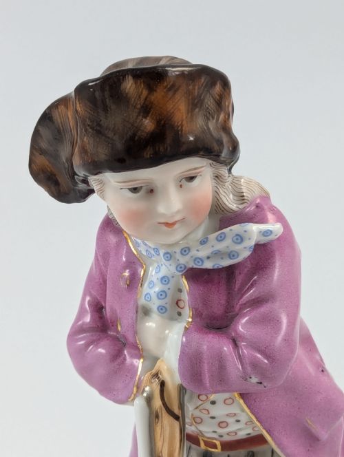 SITZENDORF PORCELAIN ANTIQUE FIGURINE SKATER HANDPAINTED GERMANY C 1880S - ADDITIONAL PHOTO 7