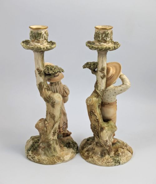 ROYAL WORCESTER FIGURINESCANDLESTICKS JAMES HADLEY 1887 - ADDITIONAL PHOTO 3