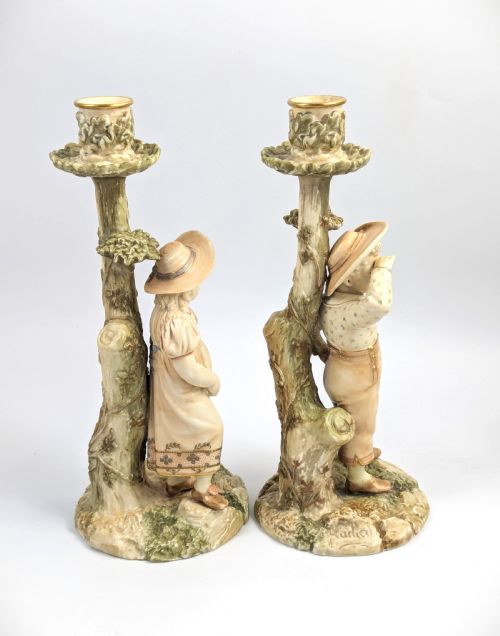 ROYAL WORCESTER FIGURINESCANDLESTICKS JAMES HADLEY 1887 - ADDITIONAL PHOTO 4