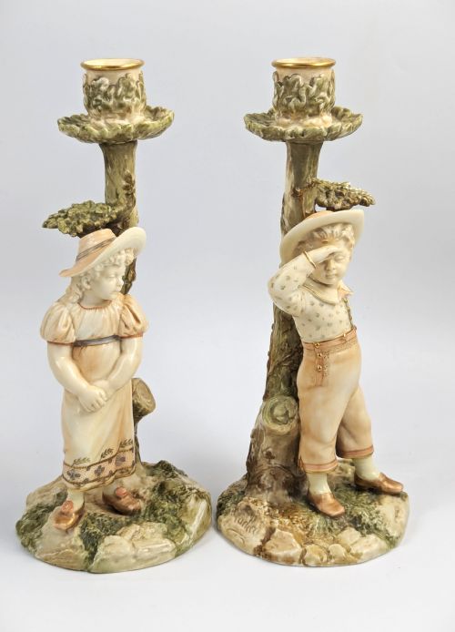 ROYAL WORCESTER FIGURINESCANDLESTICKS JAMES HADLEY 1887 - ADDITIONAL PHOTO 5