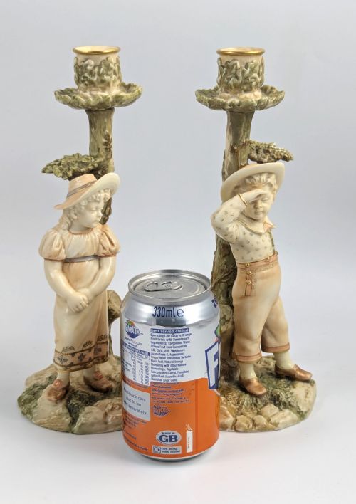 ROYAL WORCESTER FIGURINESCANDLESTICKS JAMES HADLEY 1887 - ADDITIONAL PHOTO 6