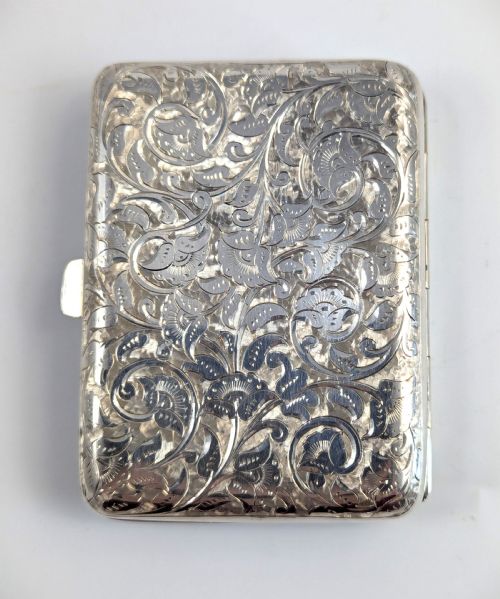 fig 1. Sterling Silver Cigarette Case, Birmingham, 1899