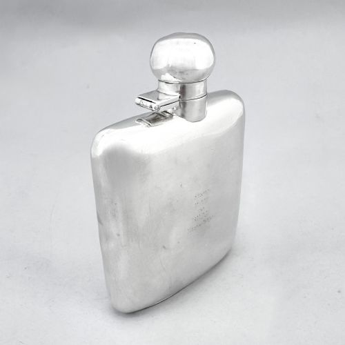 fig 1. Art Deco Sterling silver whisky hip flask 150 ml
