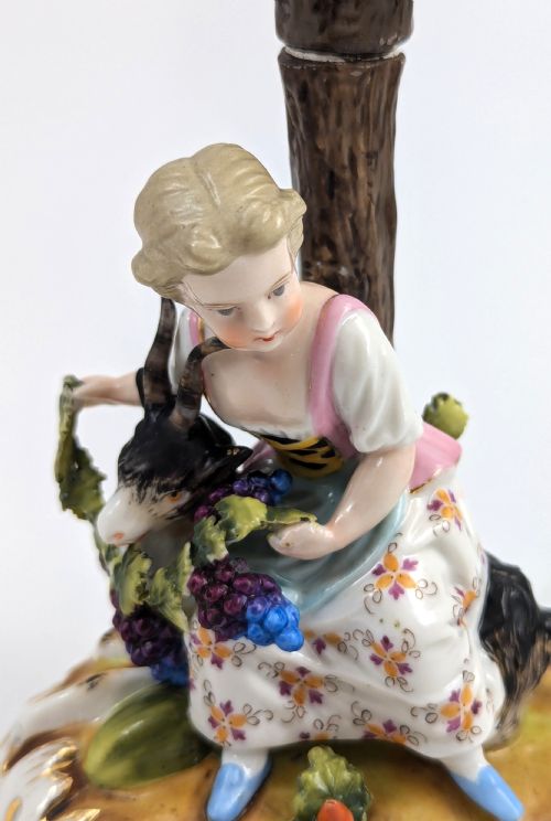 SITZENDORF PORCELAIN FIGURAL CANDLESTICKS SHEPHERDESS AND LUTE PLAYER C 1884 - ADDITIONAL PHOTO 8