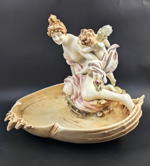 fig 2. Art Nouveau Amphora Porcelain Figural Bowl with maiden and cherub, c. 1897