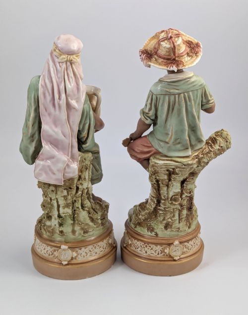 fig 3. Antique Royal Dux Bohemia Porcelain Figures of Gypsy Boy and Girl, c. 1875