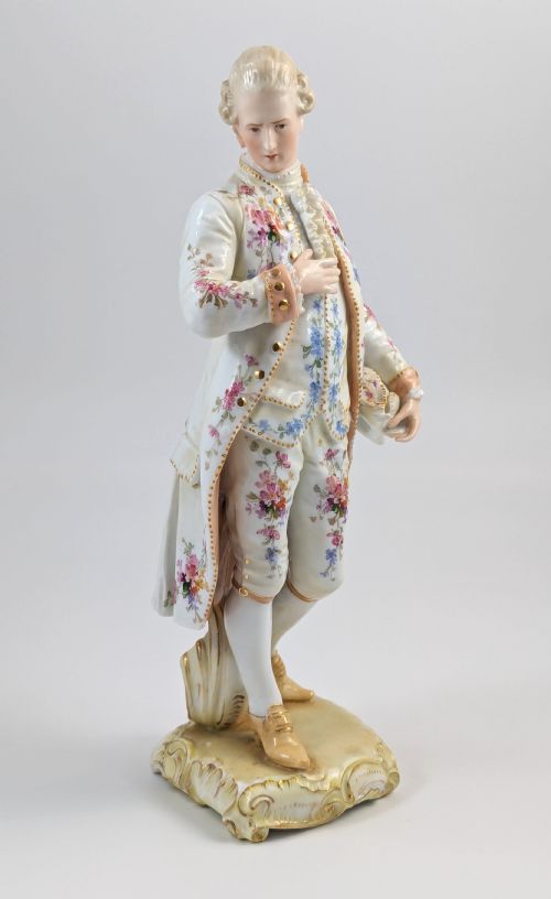 Christian Nonne of Geisshübel, Antique Porcelain Figure of a Young Man, 19th Century