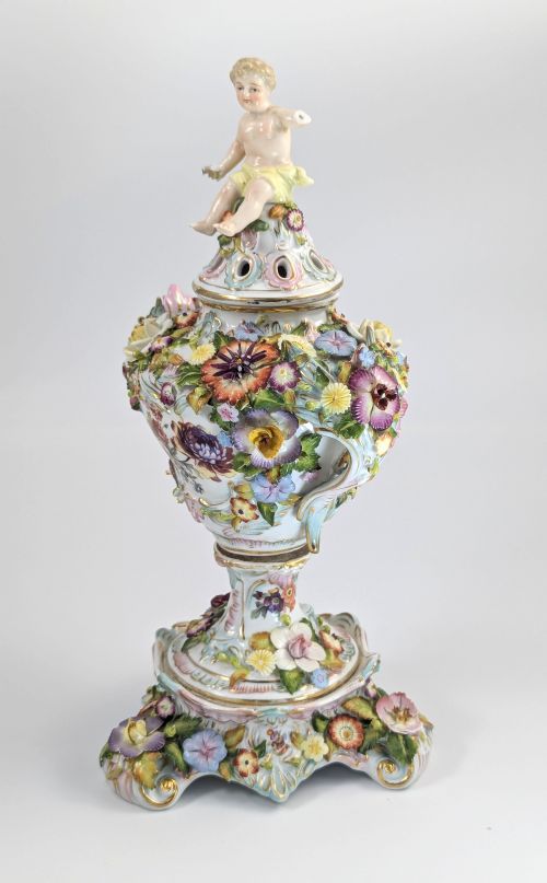 fig 1. Very Rare Luxury Sitzendorf Potpourri Vase, c. 1885