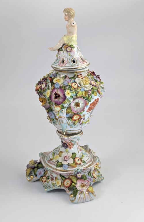 fig 2. Very Rare Luxury Sitzendorf Potpourri Vase, c. 1885