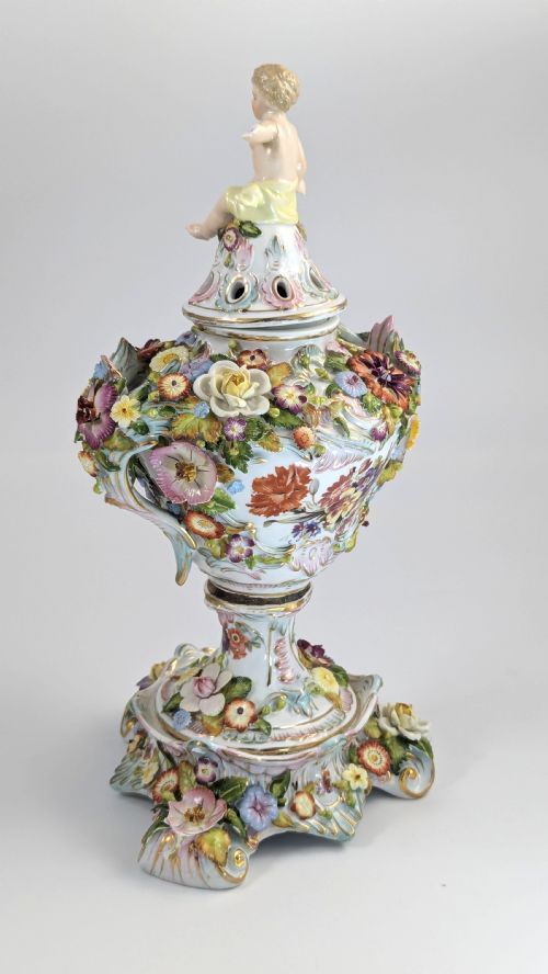 fig 3. Very Rare Luxury Sitzendorf Potpourri Vase, c. 1885