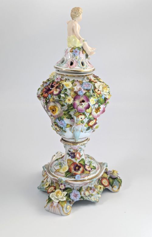 fig 4. Very Rare Luxury Sitzendorf Potpourri Vase, c. 1885