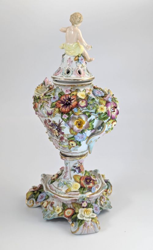 fig 6. Very Rare Luxury Sitzendorf Potpourri Vase, c. 1885